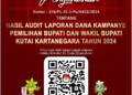 KPU Kukar Umumkan Hasil Audit Dana Kampanye Pilkada 2024, Pastikan Transparansi