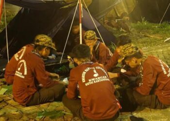Sejumlah anggota Pramuka Kukar berkemah di kawasan Buper Panji Sukarame, Tenggarong