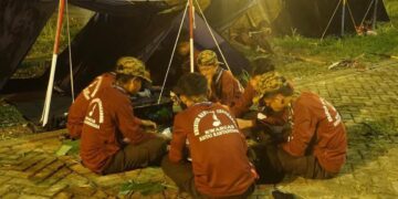 Sejumlah anggota Pramuka Kukar berkemah di kawasan Buper Panji Sukarame, Tenggarong