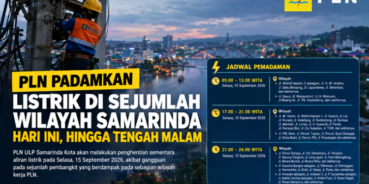 PLN Padamkan Listrik di Sejumlah Wilayah Samarinda Hari Ini, Berlangsung hingga Tengah Malam